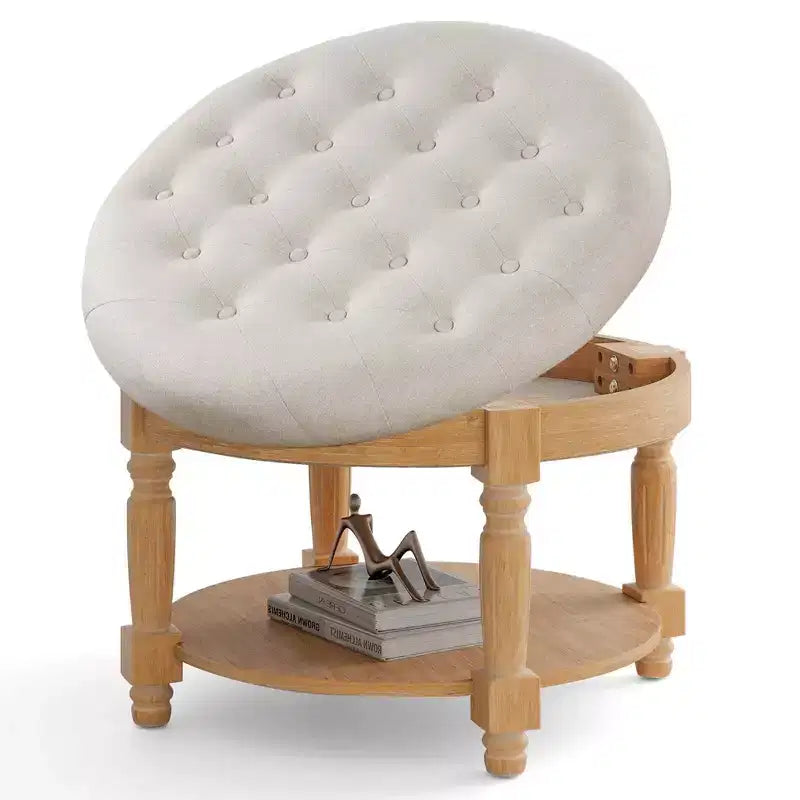 Grand pouf rond table basse pouf de rangement