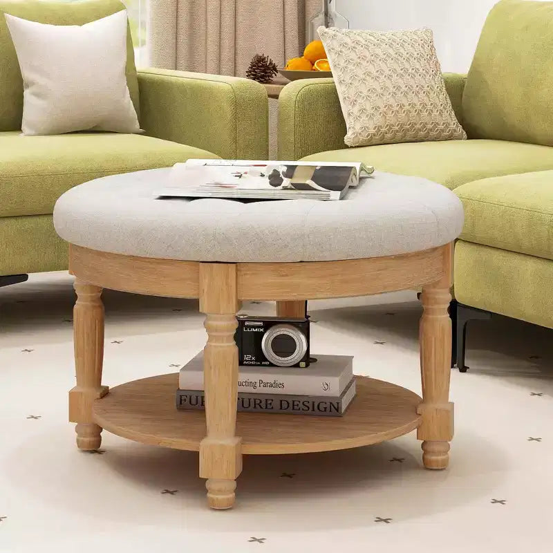 Grand pouf rond table basse pouf de rangement