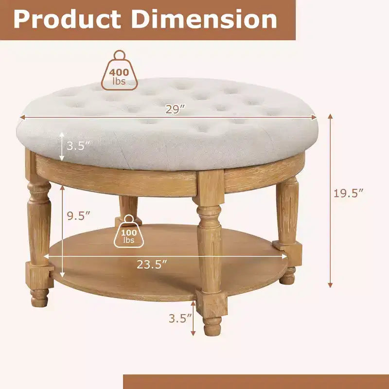 Grand pouf rond table basse pouf de rangement