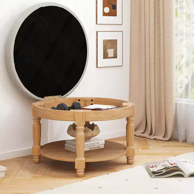Grand pouf rond table basse pouf de rangement