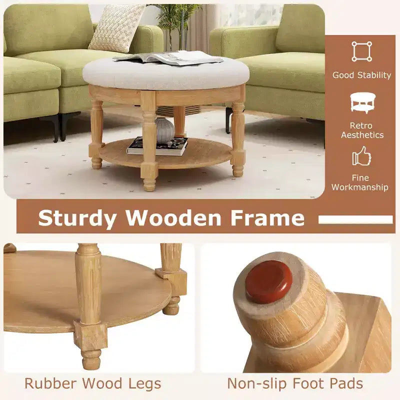 Grand pouf rond table basse pouf de rangement