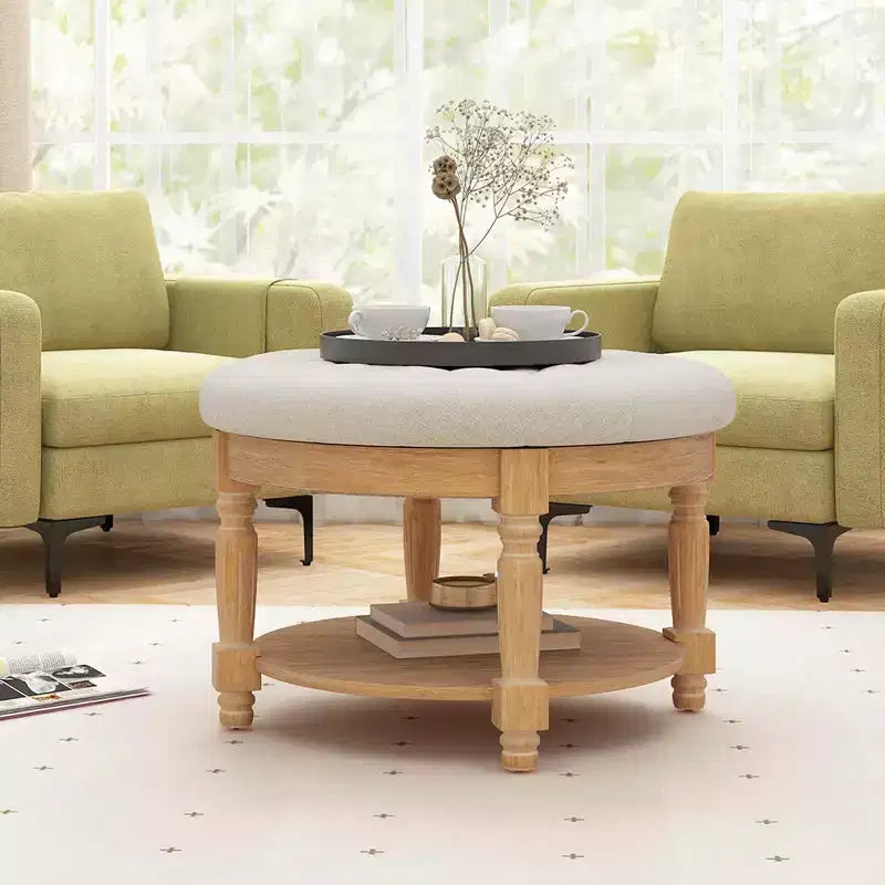 Grand pouf rond table basse pouf de rangement