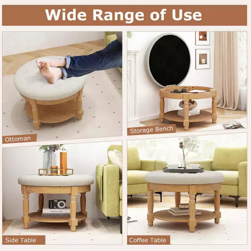 Grand pouf rond table basse pouf de rangement